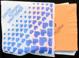 Szállodai-éttermi reklám szalvéták (Grand Hotel Hungaria, Forum Hotel, Danubius Hotels, stb.), összesen kb. 25 db