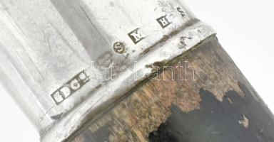 Antik sétabot, ezüst (Ag) fejjel, jelzéssel, kopással, h: 98 cm