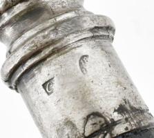 Antik sétabot, lófej alakos ezüst (Ag) fejjel, jelzéssel, kopással, h: 93 cm