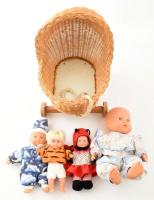 4 darab Simba baba, a nagyobb fürdethető, fonott babakocsiban, m: 33 cm