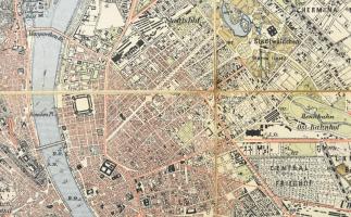 1893-1895 Budapest és környékének katonai térképe, 1:25.000, színes litográfia, Bp., Grill Károly, v...