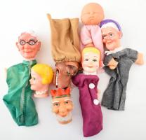 7 darab gumifejű kesztyűbáb, közte csak fej