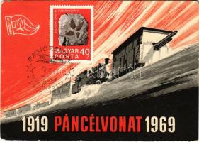 1919 Páncélvonat 1969 - A Magyar Tanácsköztársaság 50. évfordulójára újjáépített XII. számú Páncélvonat (mozgó múzeumaként szándékozták közlekedtetni két éven keresztül, bejárva az ország egész területét). Előre! Úttörő propaganda + So. Stpl. (EB)