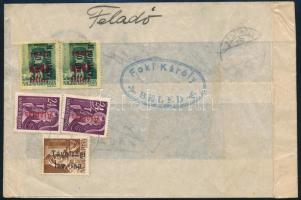 1946 Inflációs levél 5 bélyeggel Beledről Keszthelyre