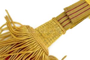 Osztrák-Magyar Monarchia, FJI (I. Ferenc József) tiszti kardbojt, a szalagon aranyszín alapon három ...