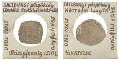 Osztrák Államok / Salzburg 1510. Pfennig Ag "Leonhard von Keutschach" (0,40g) + 1519-1540. 1/2kr Ag "Mátyás" (0,68g) T:VF Austrian Sates / Salzburg 1510. Pfennig Ag "Leonhard von Keutschach" (0,40g) + 1519-1540. 1/2 Kreuzer Ag "Matthäus Lang" (0,68g) C:VF