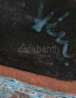 Vén Edit: Hasábváza. Többszínű mázakkal festett kerámia, alján jelzéssel. Kopott, m: 38 cm