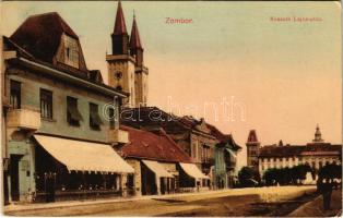 1914 Zombor, Sombor; Kossuth Lajos utca, üzletek. Schőn kiadása / street view, shops