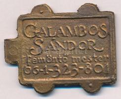 DN Galambos Sándor - fémöntő - Budapest VI. Bokányi D. u. 30. 1063 kétoldalas, öntött bronz névjegyérem (45x36mm) T:AU