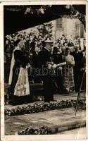 1940 Kolozsvár, Cluj; bevonulás, Vitéz Nagybányai Horthy Miklós Magyarország kormányzója, Purgly Magdolna / entry of the Hungarian troops, Regent Horthy and his wife + 1940 Kolozsvár visszatért So. Stpl. (EB)