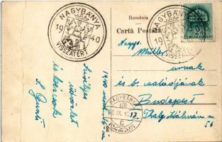 Nagybánya, Baia Mare; Lacul Parcului Regina Maria / Ligeti tó / lake + "1940 Nagybánya visszaté...