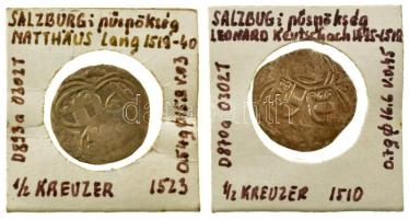 Osztrák Államok / Salzburg 1510. 1/2kr Ag "Leonhard von Keutschach" (0,70g) + 1523. 1/2kr Ag "Mátyás" (0,54g) T:XF,VF Austrian Sates / Salzburg 1510. 1/2 Kreuzer Ag "Leonhard von Keutschach" (0,70g) + 1523. 1/2 Kreuzer Ag "Matthäus Lang" (0,54g) C:XF,VF