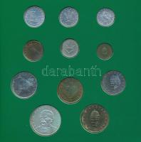 1995. 10f-200Ft (11xklf) "Magyarország pénzérméi" forgalmi sor dísztokban, közte 200Ft Ag ...