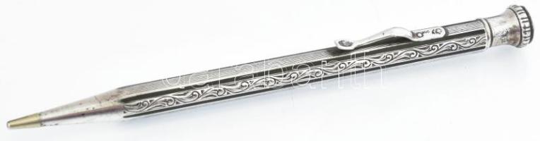 Ezüst(Ag) ceruza cizellált, zománcozott díszítéssel, jelzett, h: 13,5 cm, nettó: 20,6 g
