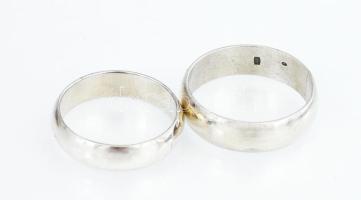 Ezüst(Ag) klasszikus karikagyűrű, 2 db, jelzett, méret: 55 és 60, nettó: 5,6 g