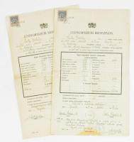 1919-1921 Szeged, 3 db leánygimnáziumi bizonyítvány izraelita vallású tanuló részére, aláírásokkal (Schill Fülöp, Czeizel János), okmánybélyegekkel