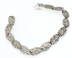 Ezüst(Ag) ovális szemű filigrán karkötő, jelzett, h: 18 cm, nettó: 7,3 g