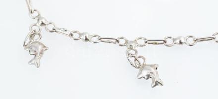 Ezüst(Ag) delfines csörgős bokalánc, jelzett, h: 25 cm, nettó: 5 g