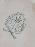 Herendi Apponyi purpur mintás ékszeres tálka + cigarettatartó. Jelzéssel, hibátlan, d: 10 cm, m: 6 c...