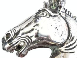 Ezüst(Ag) plasztikus lófej, masszív levélnehezék, m: 6 cm, 104,7 g