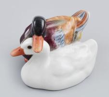 Herendi kacsa pár, kézzel festett, jelzett, hibátlan, m: 6,5 cm