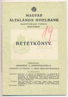 Nagyvárad 1944. Magyar Általános Hitelbank Nagyváradi Fiókja betétkönyve egy bejegyzéssel, szárazpecséttel.