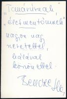Bencze Ilona (1947- ) Jászai Mari-díjas színésznő, rendező autográf dedikációja őt ábrázoló fotó hát...