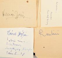 Nagy vegyes aláírás tétel, kb. 70-80 db papírlapon. Közte: Kardos Magda színésznő, Justh Gyula polit...