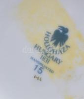 Hollóházi madármintás áttört bonbonier, jelzéssel, rózsán sérüléssel, d: 16 cm