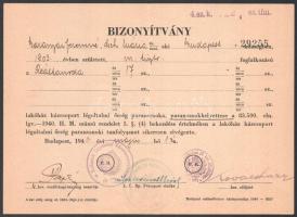 1941 2db légoltalmi bizonyítvány és határozat