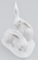 Herendi nyúlpár, kézzel festett, jelzett, hibátlan, m: 14,5 cm