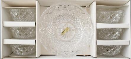 Bohemia kristály köretes szett, dobozában, jelzéssel, hibátlan, d: 11,5-20,5 cm