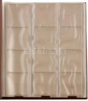 Műbőr érmetartó album, 10db berakólappal, klf méretű érmék számára, összesen 228 férőhellyel. Újszer...