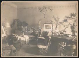 cca 1910 Kúria belső tere, 4 db kartonra ragasztott fotó a Dunky Fivérek műterméből, hidegpecséttel ...