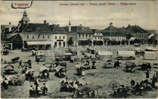 1915 Fogaras, Fagaras; Ferenc József tér, piac, üzletek. J. Járos kiadása / Piata mare / Franz Josef-Platz / square, market, shops (EK)