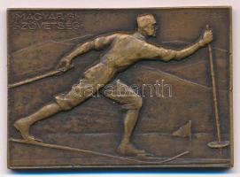 Berán Lajos (1883-1943) 1930. "Magyar Sí Szövetség" sí sport díjplakett "1940. I. 14." gravírozással (50x70mm) T:XF kis ph.