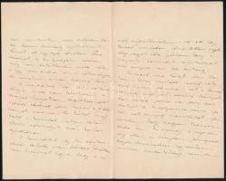 cca 1909 Tutsek Anna (1865-1944) író, a Magyar Lányok hetilap szerkesztőjének saját kezű levele, ,,K...