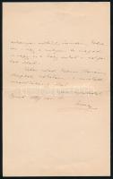 cca 1909 Tutsek Anna (1865-1944) író, a Magyar Lányok hetilap szerkesztőjének saját kezű levele, ,,K...