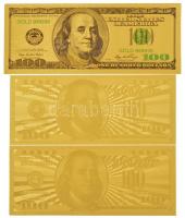 Amerikai Egyesült Államok 1999. 100$ (3db/2xklf) aranyfóliás bankjegy replikák T:UNC USA 1999. 100 Dollars (3pcs/2xdiff) gold foil banknote replicas C:UNC