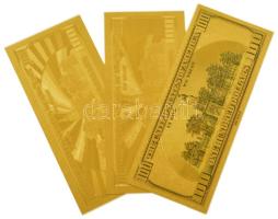 Amerikai Egyesült Államok 1999. 100$ (3db/2xklf) aranyfóliás bankjegy replikák T:UNC
USA 1999. 100 ...