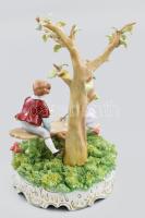 Schierholz porcelán libikókázó gyermek pár. Gazdag plasztikus díszítéssel ellátott porcelán szobor, ...