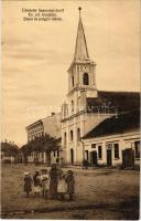 Szamosújvár, Gherla; Református templom, elemi és polgári iskola, üzlet. Anka Sándor kiadása / Calvinist church, schools, shop (EK)