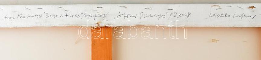 Lakner László (1936-): "After Picasso", 2008. Olaj, vászon, jelezve jobbra lent: Lakner. H...