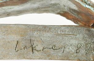 Lakner László (1936-): Krampusz, 1987. Patinázott Bronz szobor, jelezve fent az oldalán: Lakner 87. ...