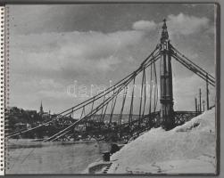 cca 1964 Az új Erzsébet híd 1960-1964, 25 db fotót tartalmazó spirálos fotóalbum az UVATERV fotóarch...