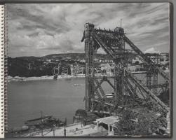 cca 1964 Az új Erzsébet híd 1960-1964, 25 db fotót tartalmazó spirálos fotóalbum az UVATERV fotóarch...