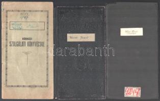 1921-1945 Valló (Weisz) Dezső izraelita orvos okmányai, 8 db, főreáliskolai tanulmányi értesítő, egyetemi leckekönyvei (számos neves tanár aláírásával), munkakönyve, testnevelési ellenőrzőkönyve, dunaszerdahelyi Főrabbiság levelezőlapja, és gépelt magánlevél a Budapesti Izraelita Hitközség Alapítványi Közkórházának fejléces papírján.