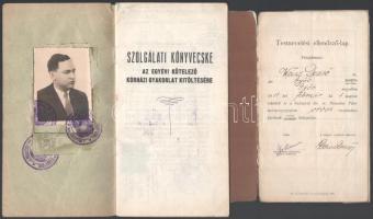 1921-1945 Valló (Weisz) Dezső izraelita orvos okmányai, 8 db, főreáliskolai tanulmányi értesítő, egy...