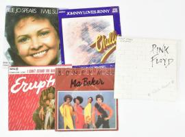 5 db angol nyelvű bakelit 7"-es kislemez: Pink Floyd, Boney M, Eruption, Chilly, Billie Jo Spears (A lemezek VG+ állapotban vannak, a tokok enyhén viseltek)