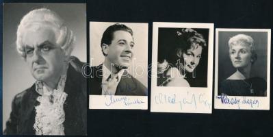 Színészek, énekesek aláír fotói: Várady Magda, Mucsi Sándor, Mednyánszky Ági, Hámory Imre, 4 db